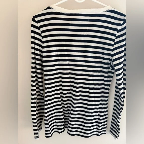 Johnny Was Black and White Striped Floral Embroidered Top - Picture 3 of 5